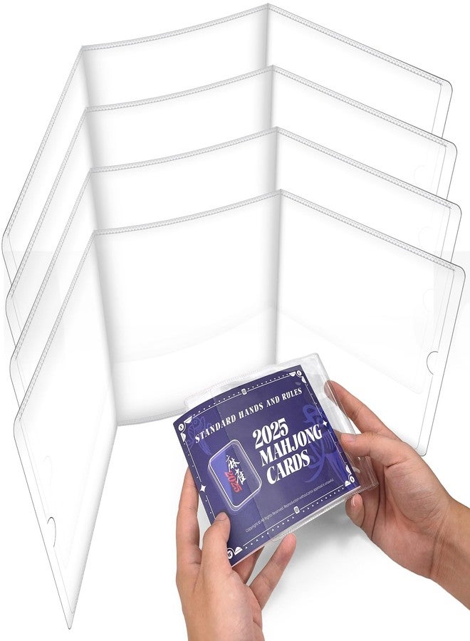 LogicTwist 2025 Mahjong Card Sleeve Holder, Fit Large Print Size(6 1/8”x4 3/4”), Durable Protective Cover Holder, Mahjong Card Protector Set (Transparent -4Pack) - Image 1